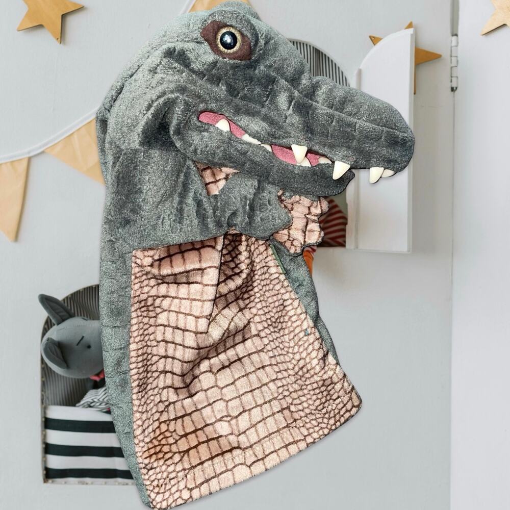 Folkmanis Crocodile Hand Puppet 14" Realistic Alligator Rubber Teeth Folktails